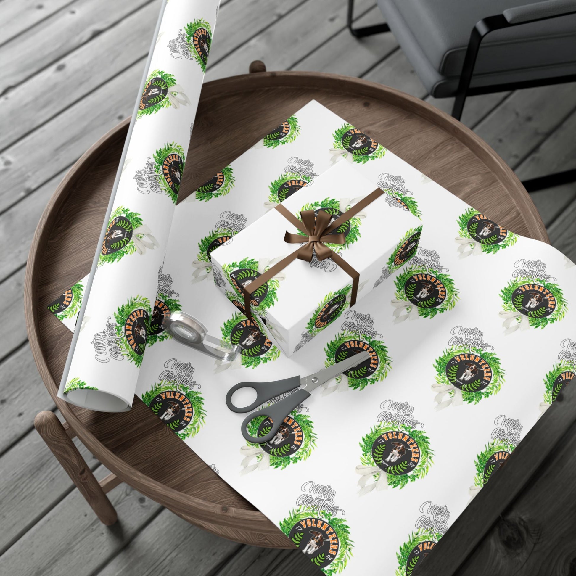Christmas Wreath Tennessee VOLS Wrapping Paper Printify