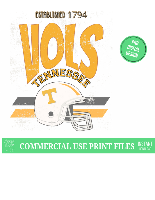TN Vols Retro Helmet Digital Art - Greta Bean & Co.