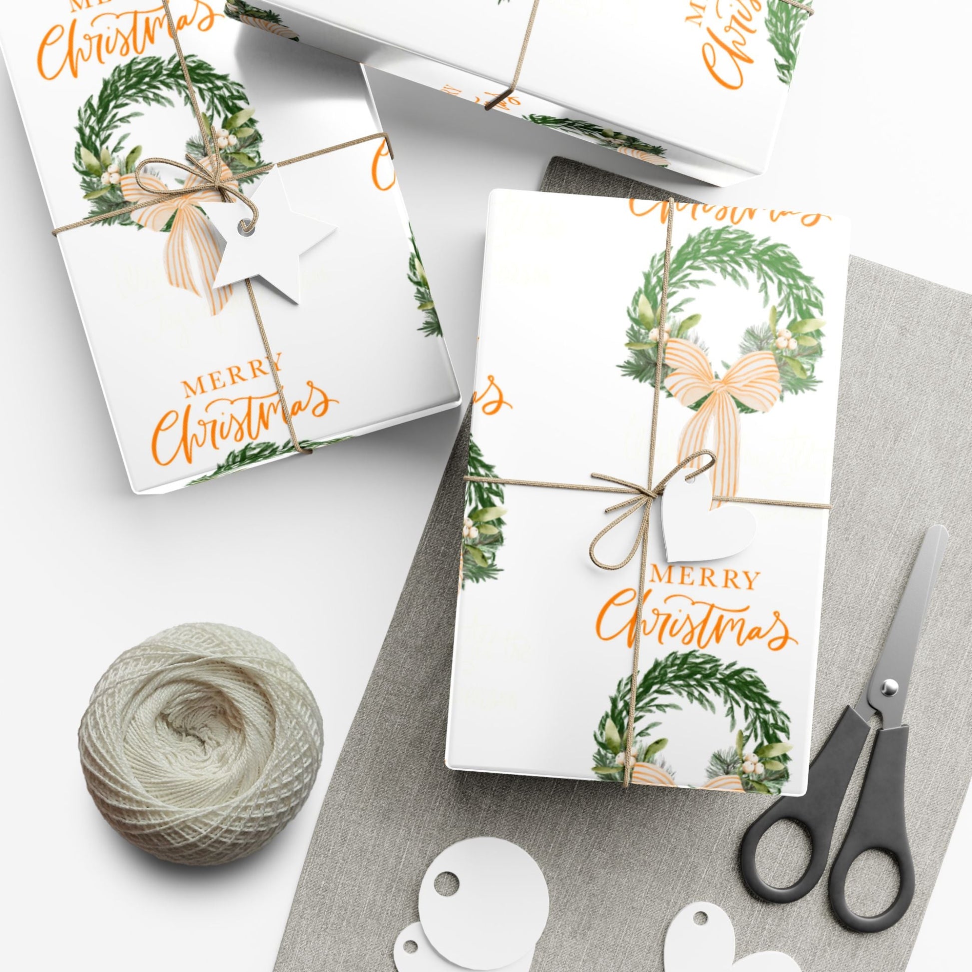 Tennessee Volunteers Christmas Gift Wrap, Elegant Wreath Design, Holiday Wrapping Sheets, Decorative Xmas Present Wrap, Printify