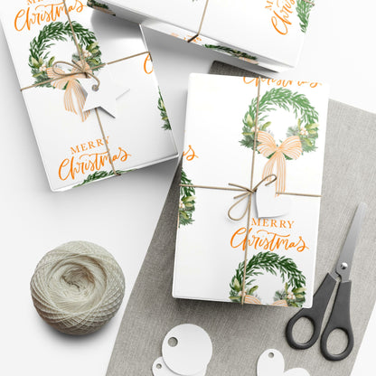 Tennessee Volunteers Christmas Gift Wrap, Elegant Wreath Design, Holiday Wrapping Sheets, Decorative Xmas Present Wrap, Printify
