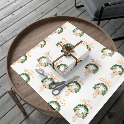 Tennessee Volunteers Christmas Gift Wrap, Elegant Wreath Design, Holiday Wrapping Sheets, Decorative Xmas Present Wrap, Printify