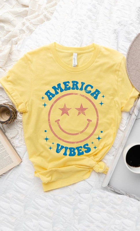 Vintage America Vibes Smiley Graphic Tee