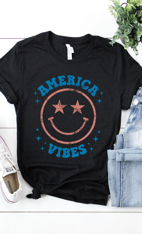 Vintage America Vibes Smiley Graphic Tee