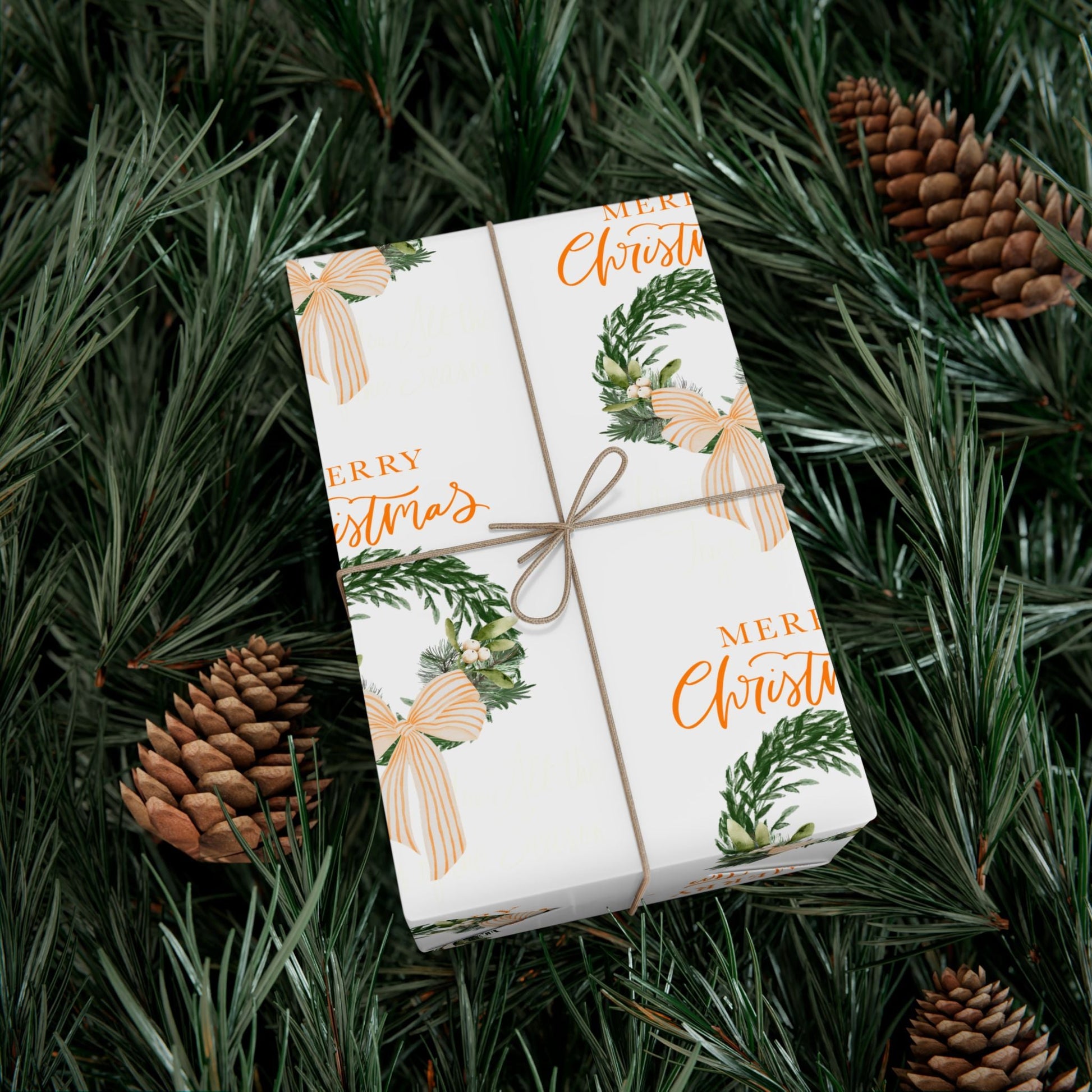 Tennessee Volunteers Christmas Gift Wrap, Elegant Wreath Design, Holiday Wrapping Sheets, Decorative Xmas Present Wrap, Printify