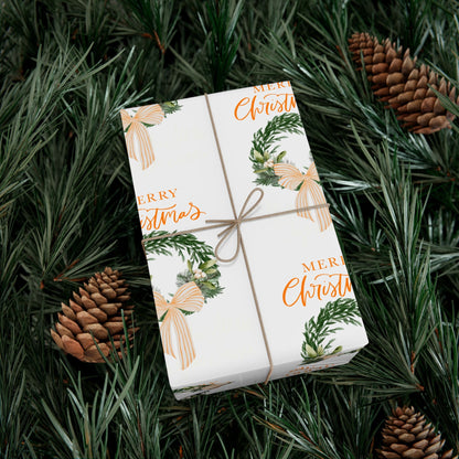 Tennessee Volunteers Christmas Gift Wrap, Elegant Wreath Design, Holiday Wrapping Sheets, Decorative Xmas Present Wrap, Printify