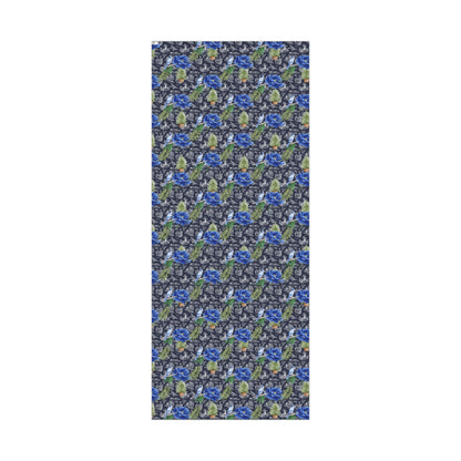 Blue Floral with Christmas Greenery Wrapping paper Printify