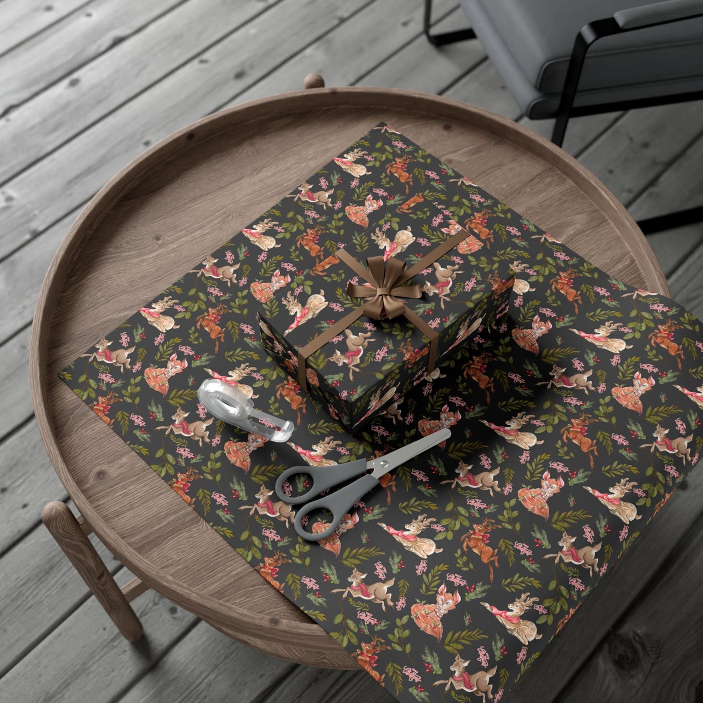 Holiday Woodland Animals Wrapping Paper Printify