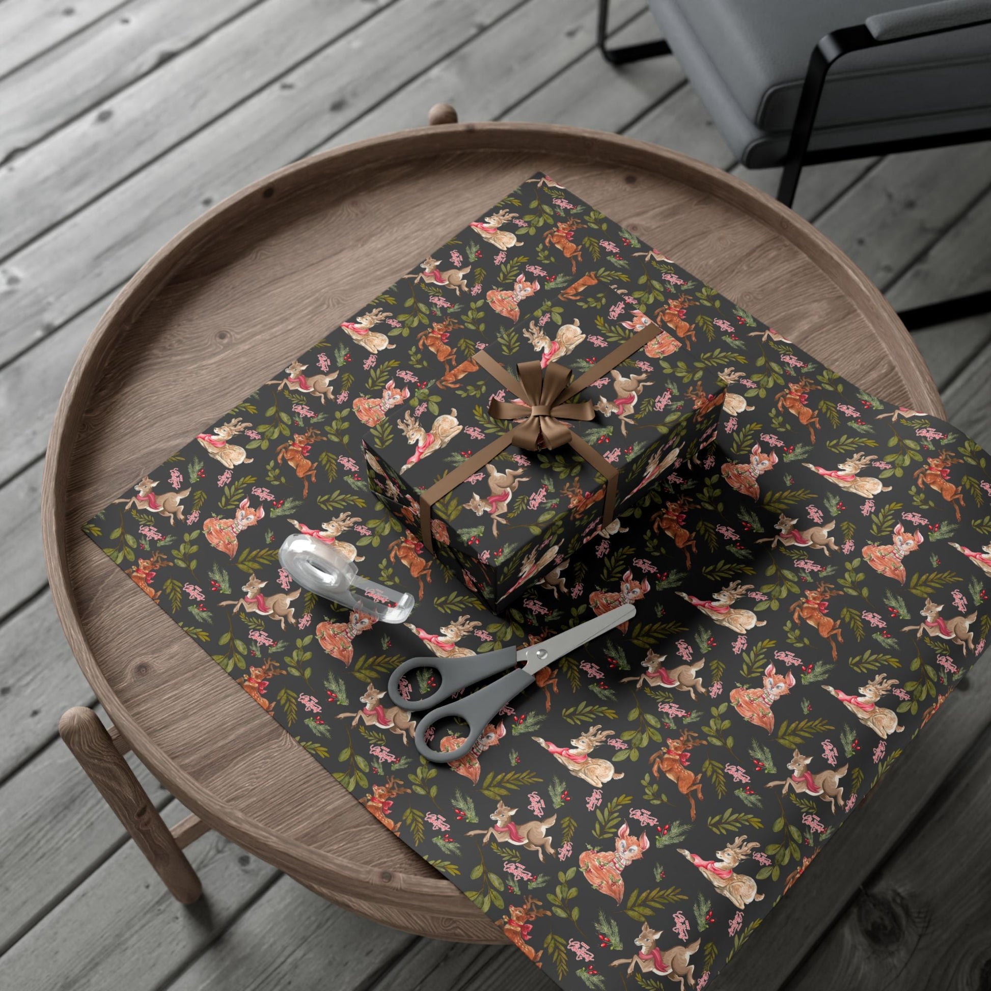 Holiday Woodland Animals Wrapping Paper Printify