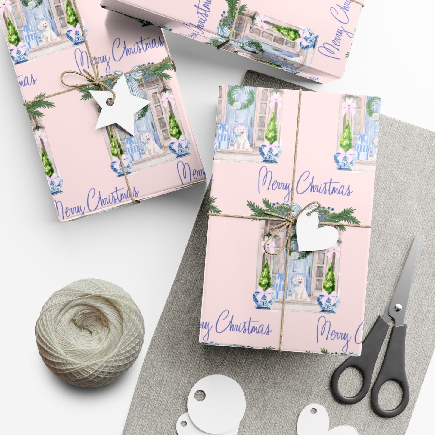 Chinoiserie Christmas Blue and White Gift Wrap Paper, Holiday Gift Wrap, Festive Wrapping Paper, Decorative Wrapping Printify