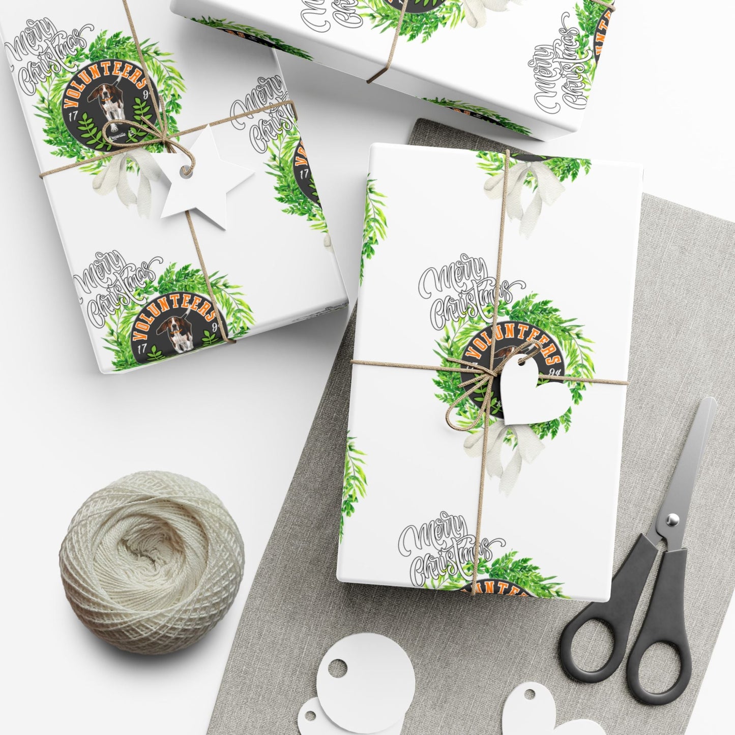 Christmas Wreath Tennessee VOLS Wrapping Paper Printify