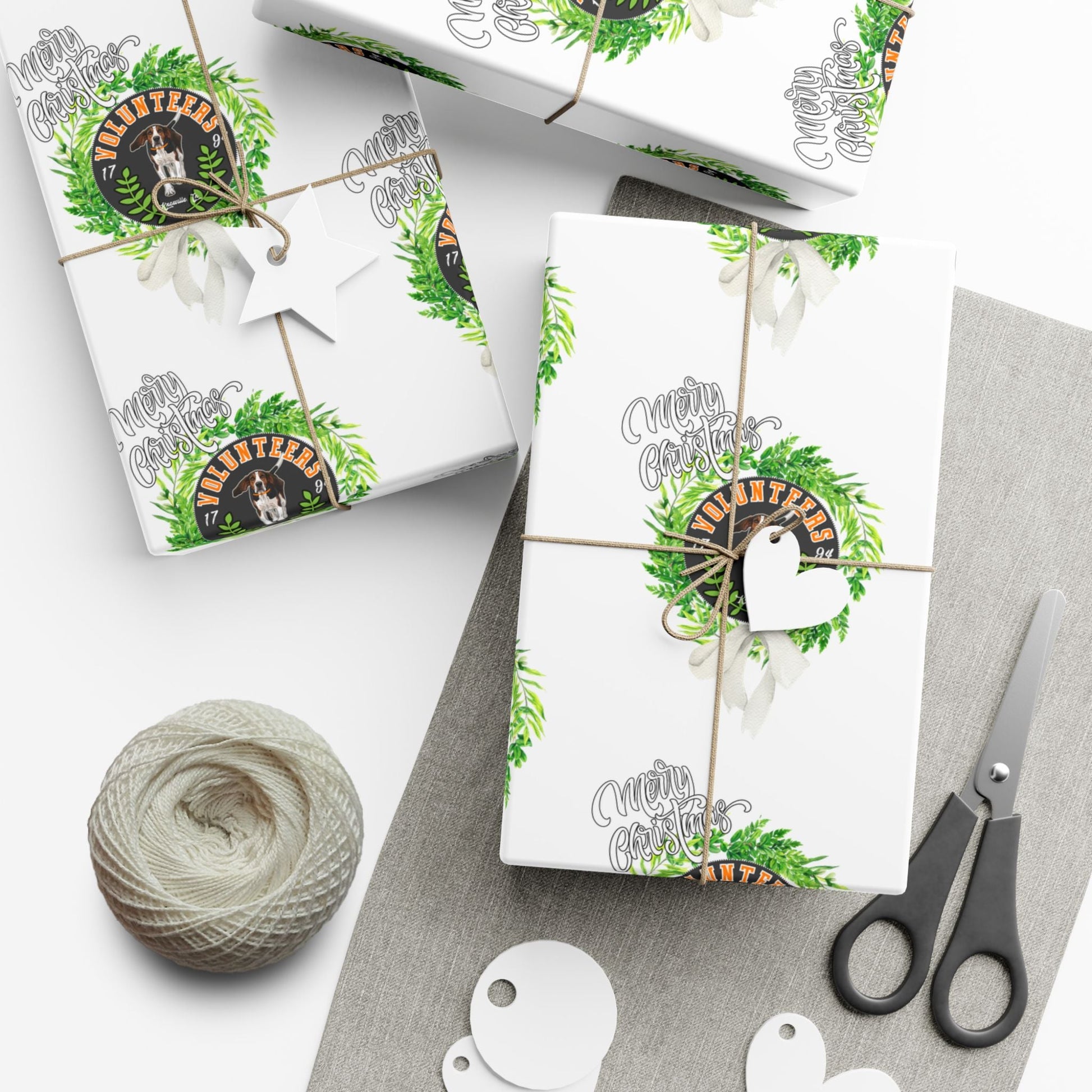 Christmas Wreath Tennessee VOLS Wrapping Paper Printify