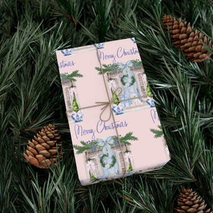 Chinoiserie Christmas Blue and White Gift Wrap Paper, Holiday Gift Wrap, Festive Wrapping Paper, Decorative Wrapping Printify
