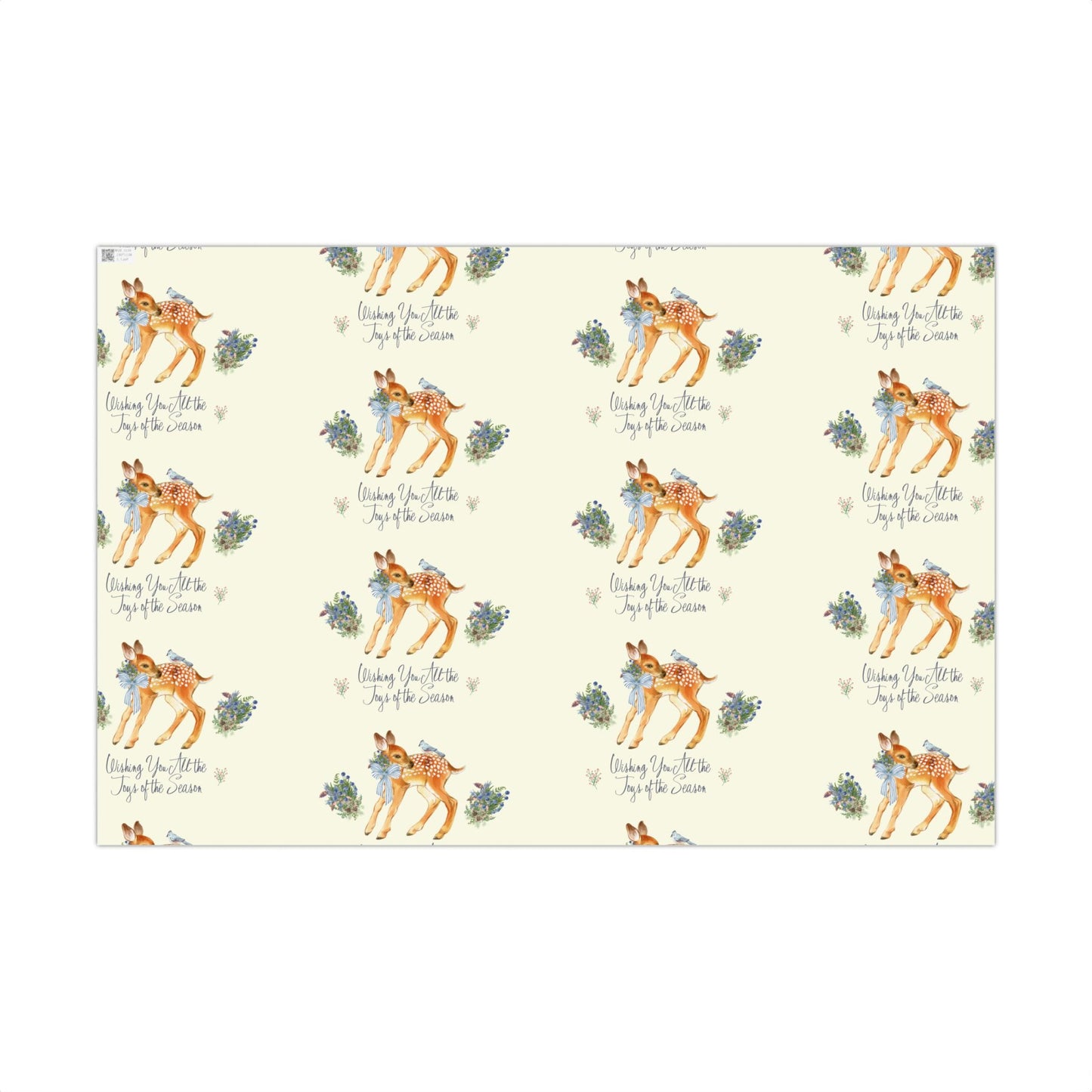 Chinoiserie Christmas Deer Wrapping Paper Rolls, Holiday Gift Packaging, Festive Xmas Patterns, Vintage Woodland Printify