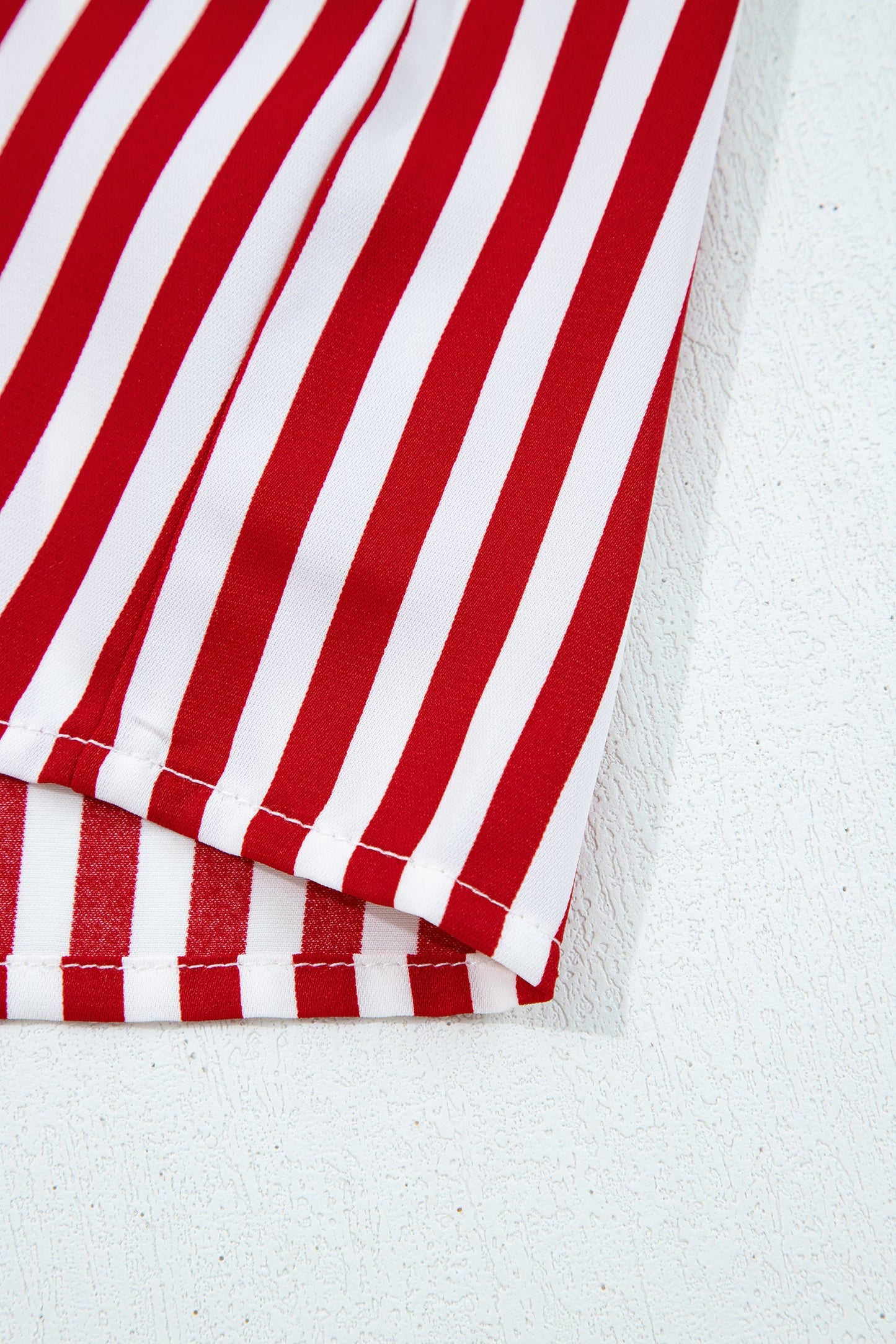 Red Stripe Contrast Velvet Trim Bow Knot Waist 2pcs Pajama Set Dear-Lover Dropshipping