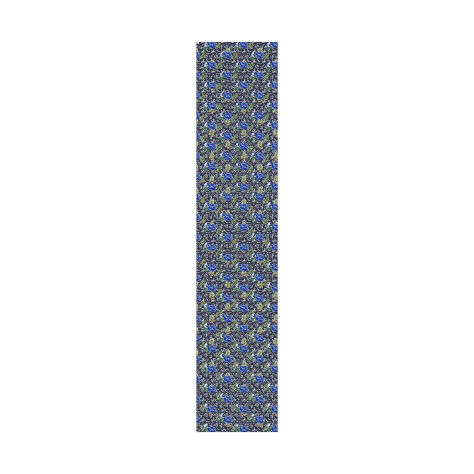 Blue Floral with Christmas Greenery Wrapping paper Printify