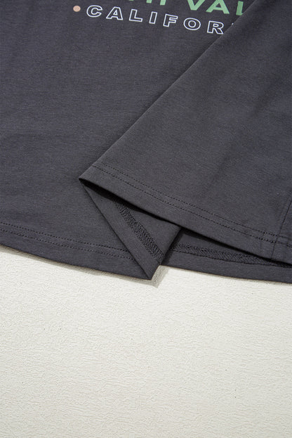 Dark Grey RISE WITH THE SUN Western Fashion Graphic Tee - Greta Bean & Co.