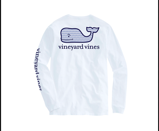 VINEYARD VINES Adult MicroTee Whale Fill Long Sleeve