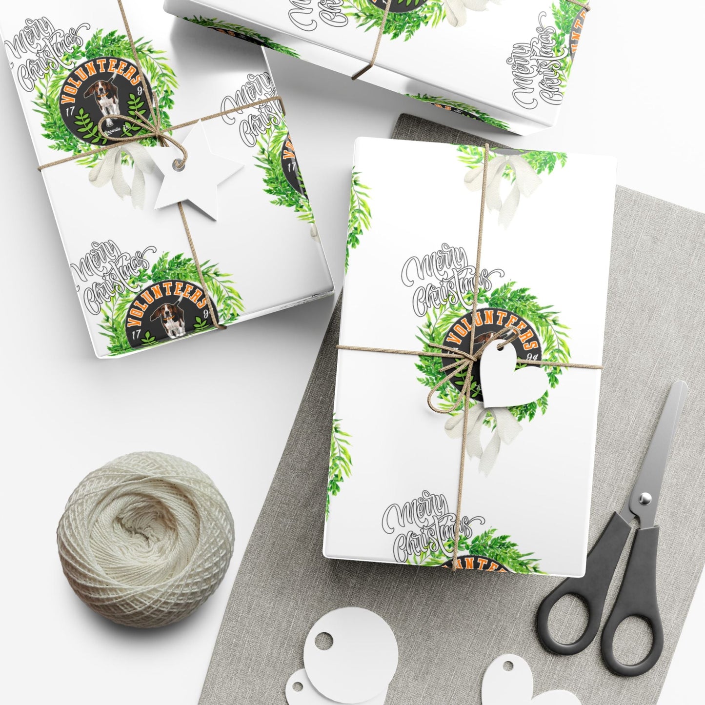 Christmas Wreath Tennessee VOLS Wrapping Paper Printify