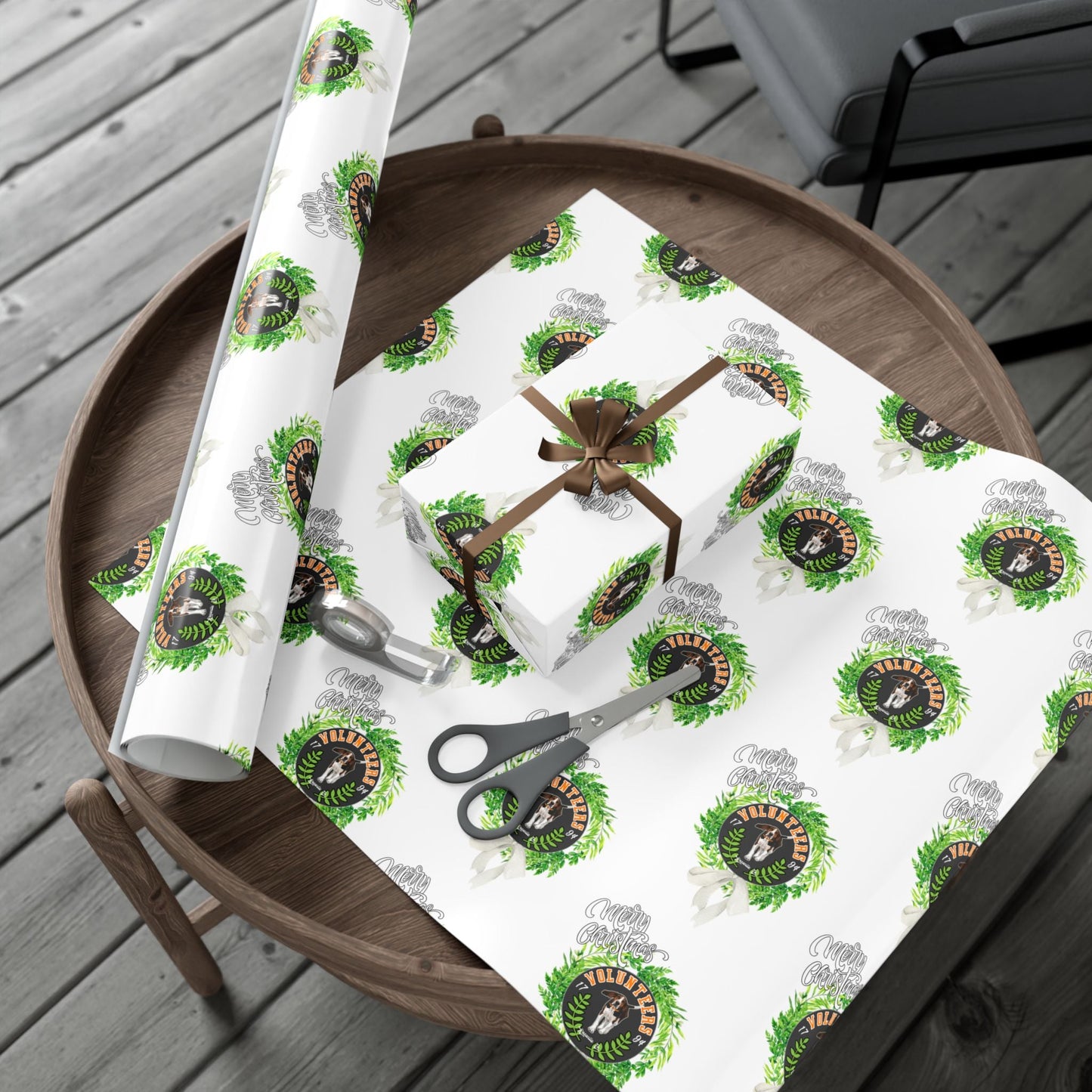 Christmas Wreath Tennessee VOLS Wrapping Paper Printify
