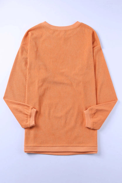 Orange Thanksgiving Thankful Ribbed Corded Sweatshirt