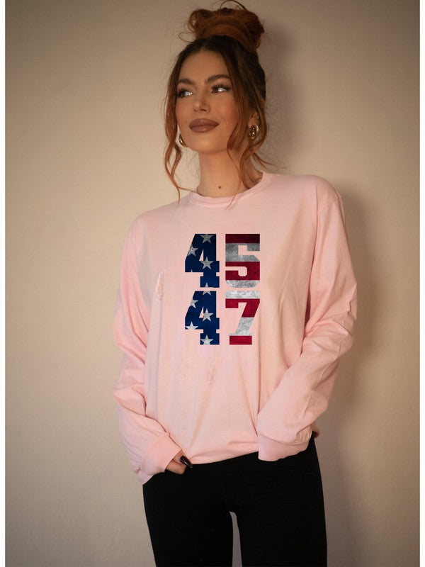 45 47 Trump America Long Sleeve Tee Plus Size