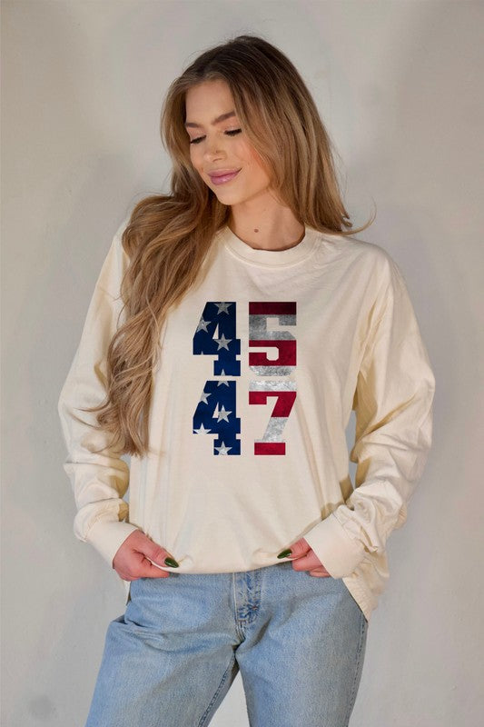 45 47 Trump America Long Sleeve Tee