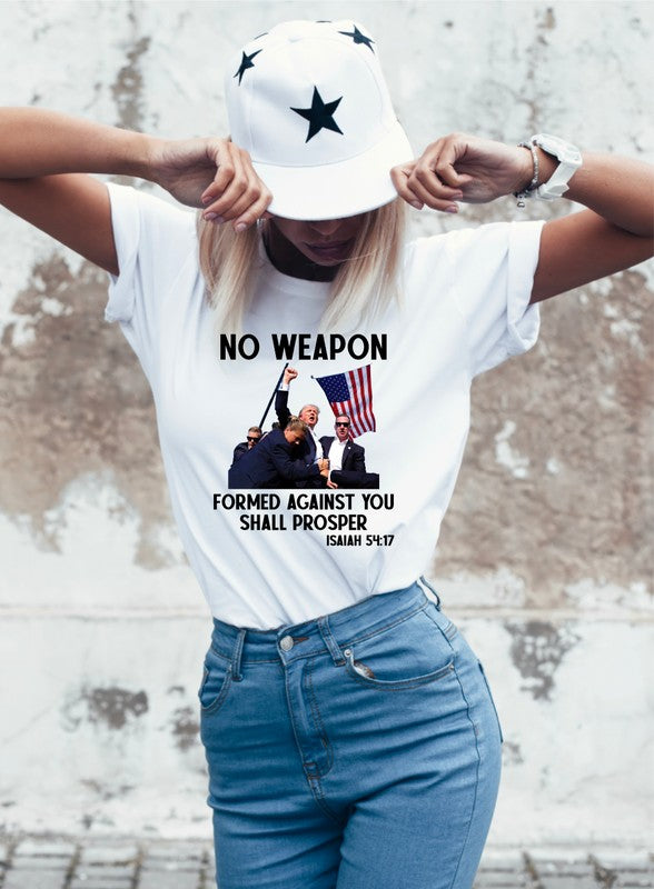 No Weapon Formed Against You Trump Graphic Tee Plus Size