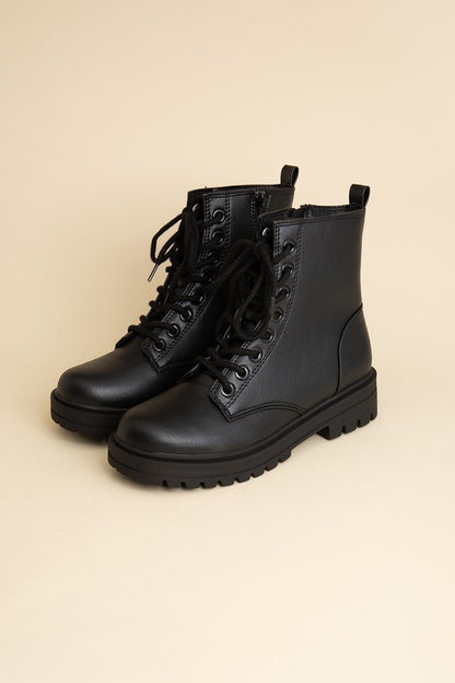 Black Lace-Up Combat Boots