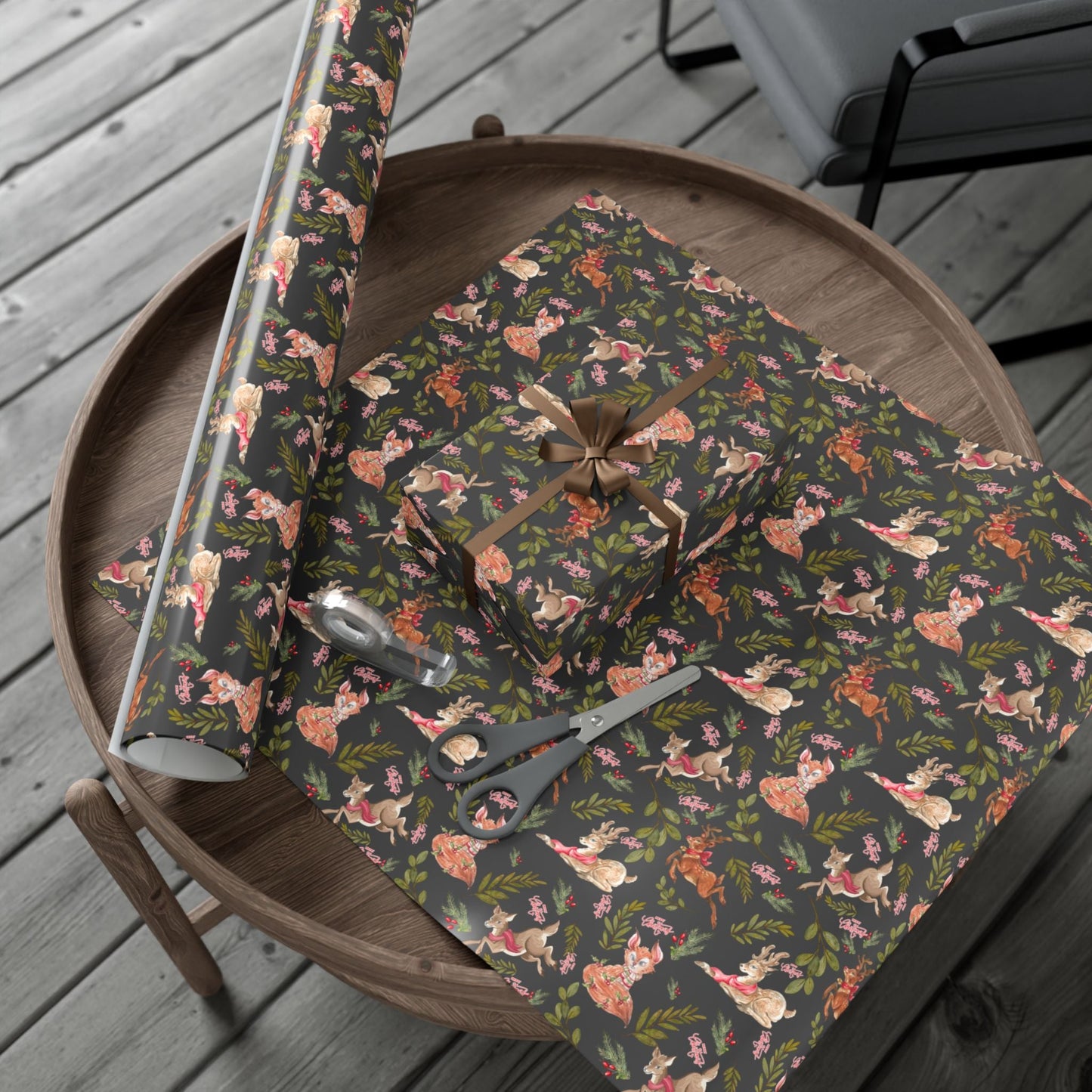 Holiday Woodland Animals Wrapping Paper Printify