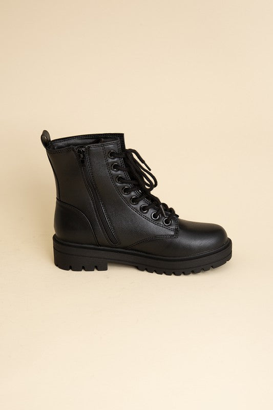 Black Lace-Up Combat Boots