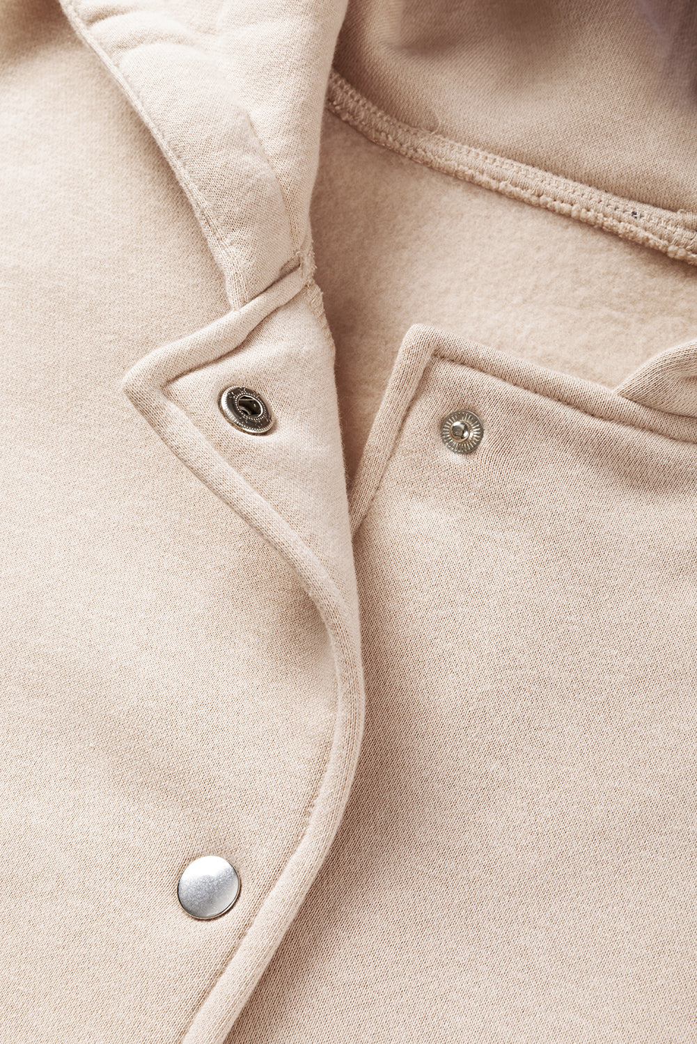 Beige Pocketed Button Up Oversized Hoodie