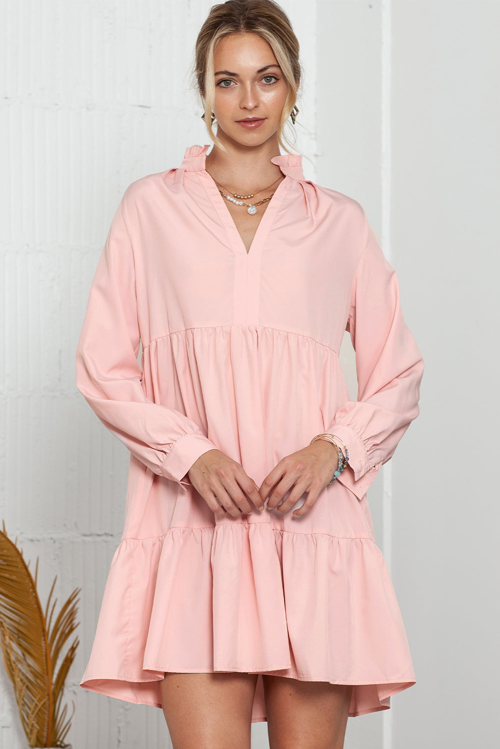 Pink Long SleeveShift Dress