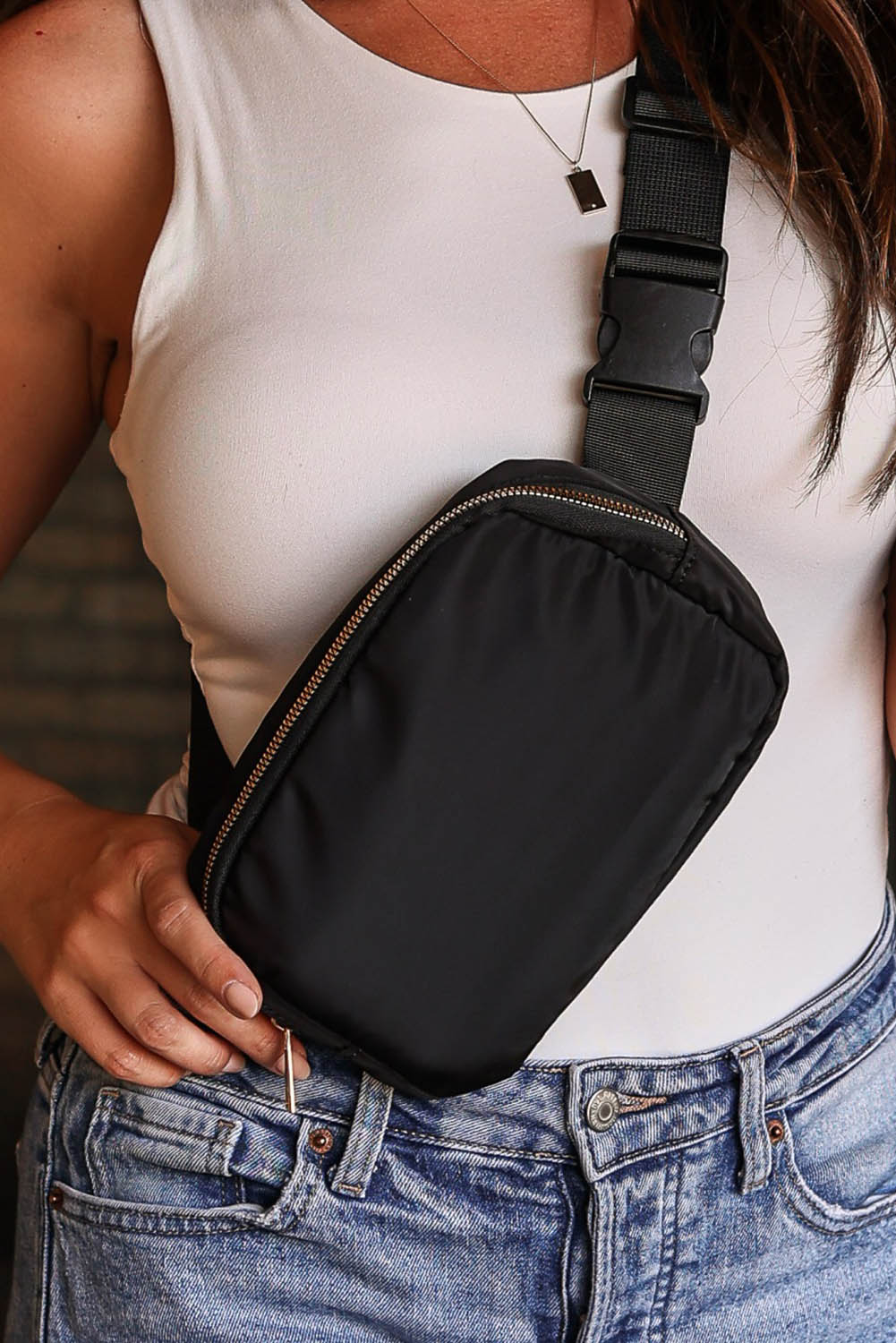 Black Waterproof Crossbody Chest Bag