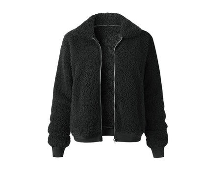 Women's Plush Sherpa Cropped Zip up Jacket