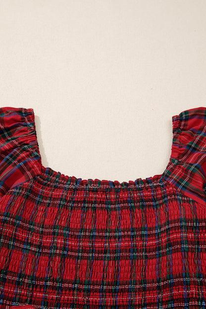 Holiday Red Tartan Plaid Midi Dress Dear-Lover Dropshipping
