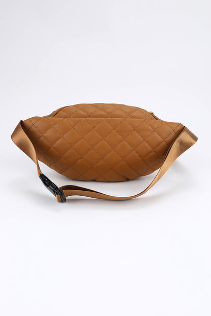 Brown Rhombus Pattern Simple Waist Bag