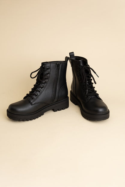 Black Lace-Up Combat Boots