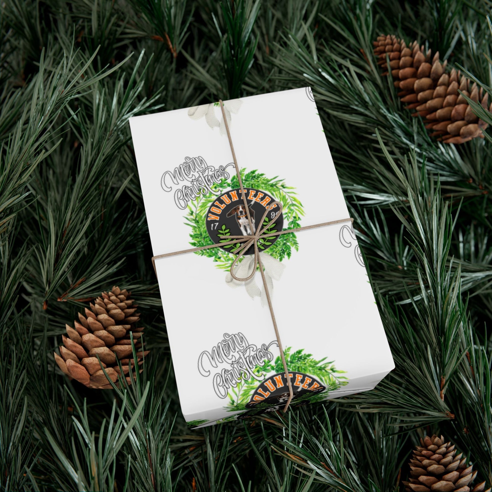 Christmas Wreath Tennessee VOLS Wrapping Paper Printify