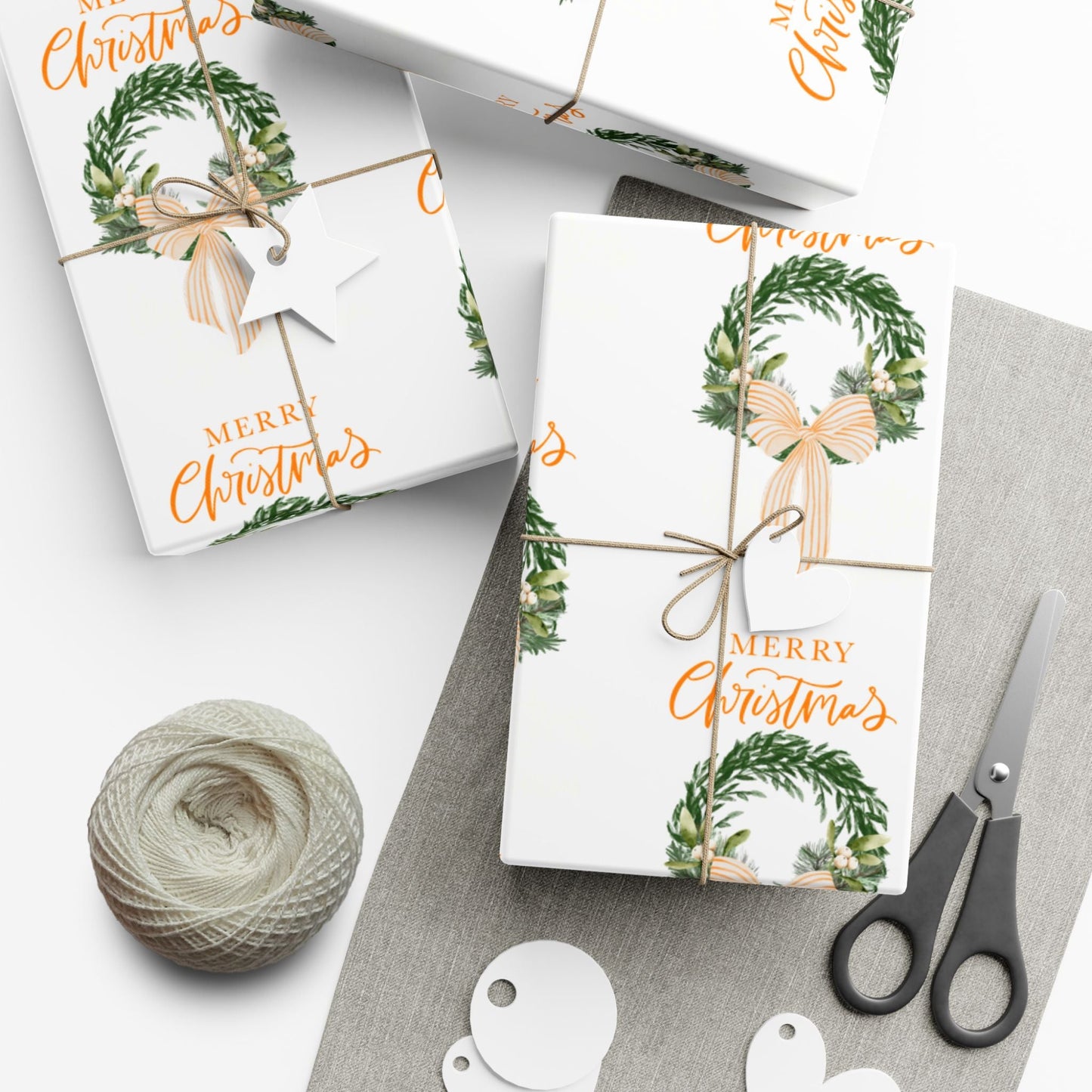 Tennessee Volunteers Christmas Gift Wrap, Elegant Wreath Design, Holiday Wrapping Sheets, Decorative Xmas Present Wrap, Printify