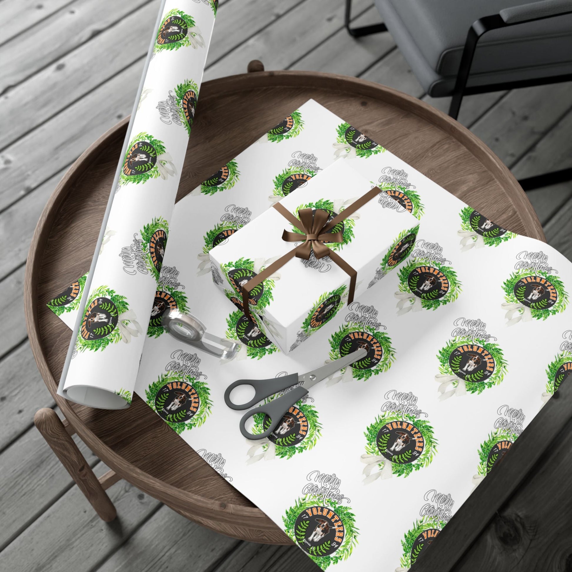 Christmas Wreath Tennessee VOLS Wrapping Paper Printify