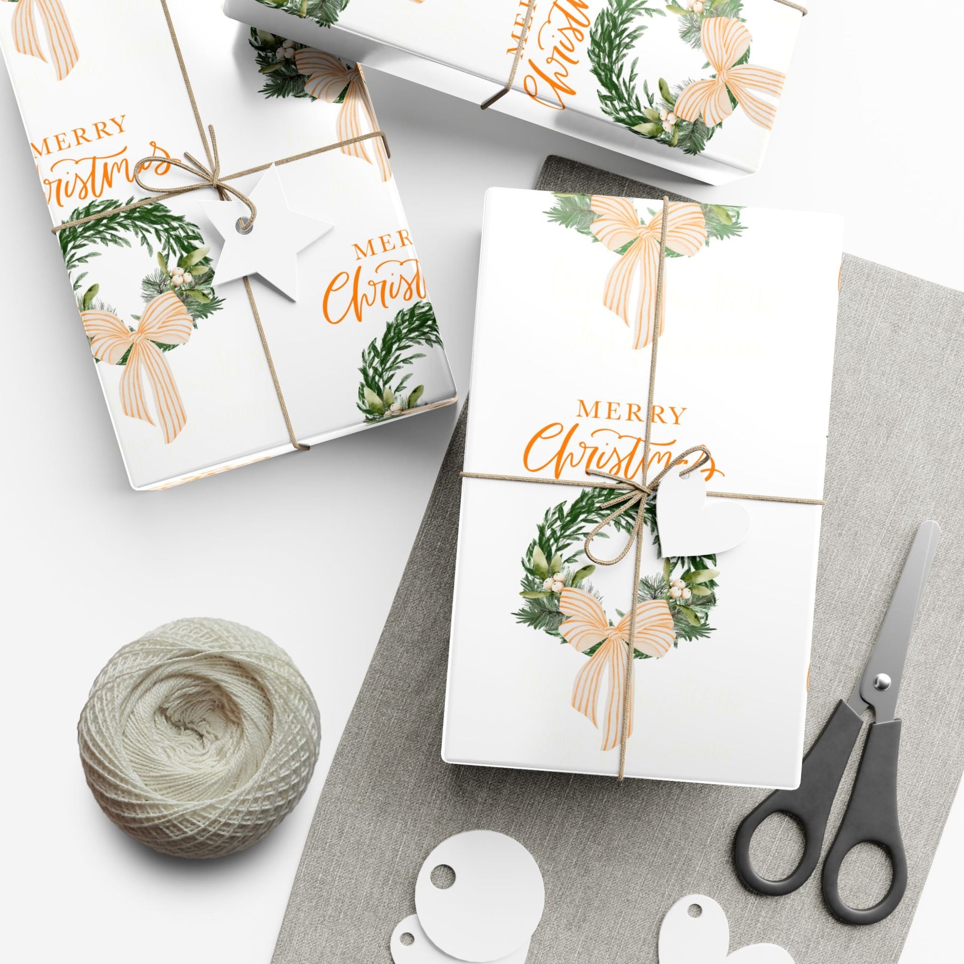 Tennessee Volunteers Christmas Gift Wrap, Elegant Wreath Design, Holiday Wrapping Sheets, Decorative Xmas Present Wrap, Printify