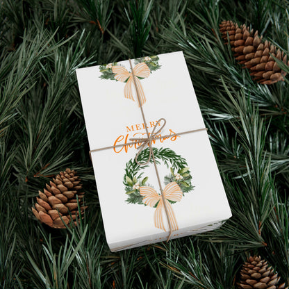 Tennessee Volunteers Christmas Gift Wrap, Elegant Wreath Design, Holiday Wrapping Sheets, Decorative Xmas Present Wrap, Printify