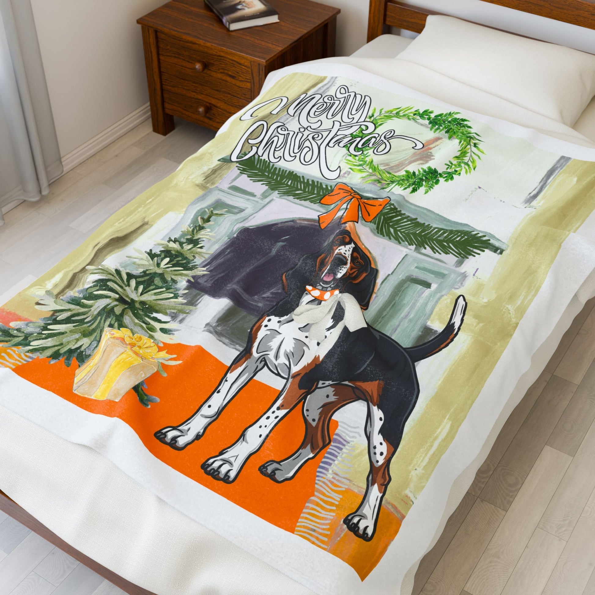 Tennessee Volunteers Fleece Blanket, Christmas Gift for Football Fan, Velveteen Plush Throw, Smokey Design, Cozy Winter Home Decor, College Printify