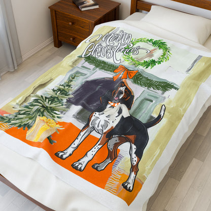 Tennessee Volunteers Fleece Blanket, Christmas Gift for Football Fan, Velveteen Plush Throw, Smokey Design, Cozy Winter Home Decor, College Printify