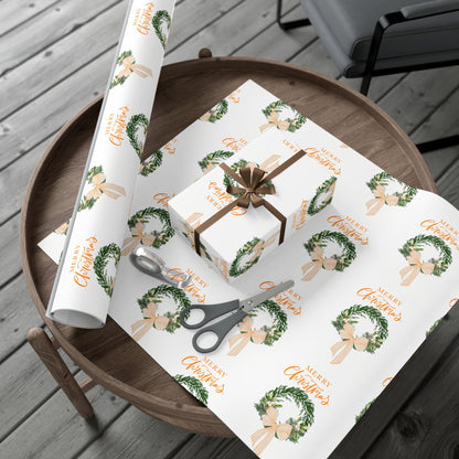 Tennessee Volunteers Christmas Gift Wrap, Elegant Wreath Design, Holiday Wrapping Sheets, Decorative Xmas Present Wrap, Printify