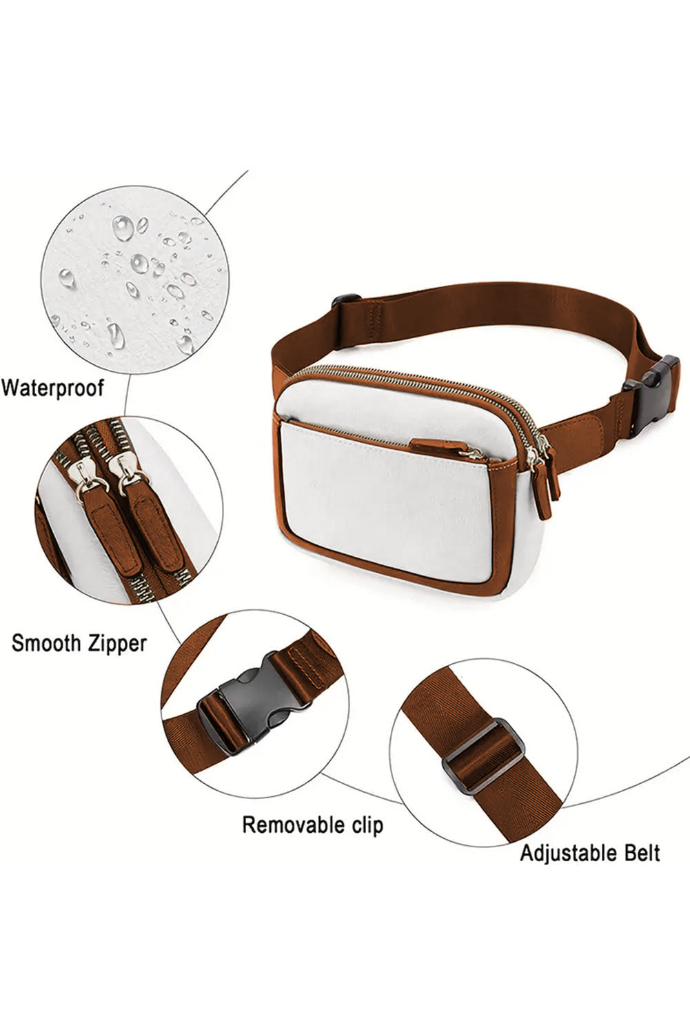 White Adjustable Strap Leather Crossbody Bag