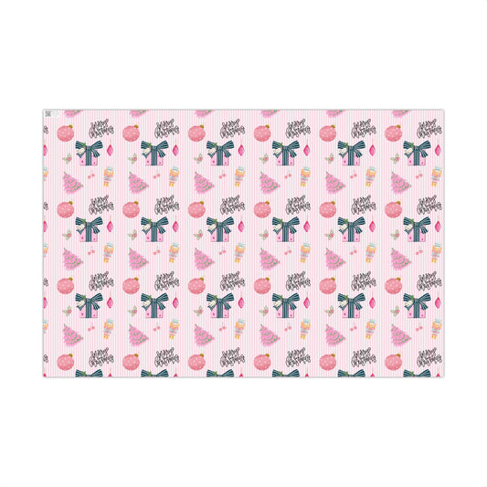 Pink Preppy Christmas Gift Wrap Printify