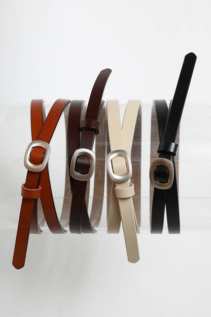 Camel Skinny Modern Leather Cinch Belt