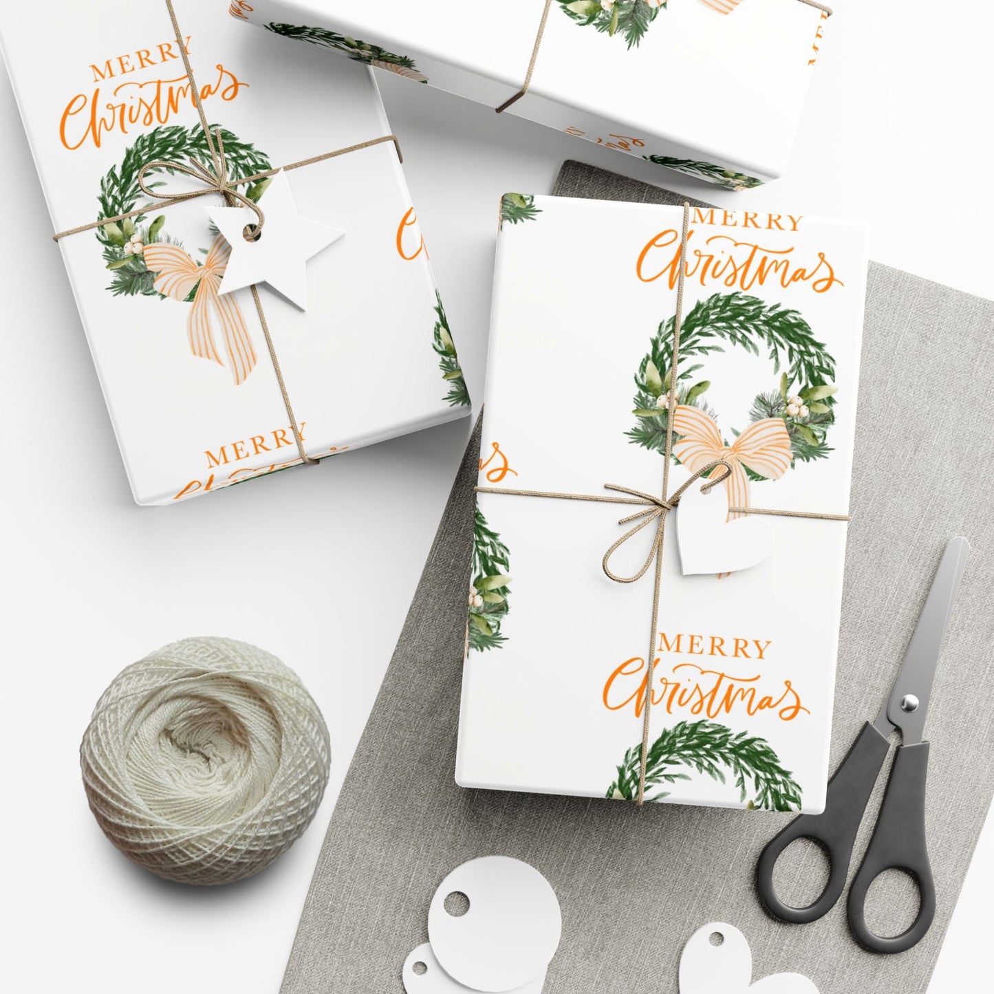 Tennessee Volunteers Christmas Gift Wrap, Elegant Wreath Design, Holiday Wrapping Sheets, Decorative Xmas Present Wrap, Printify