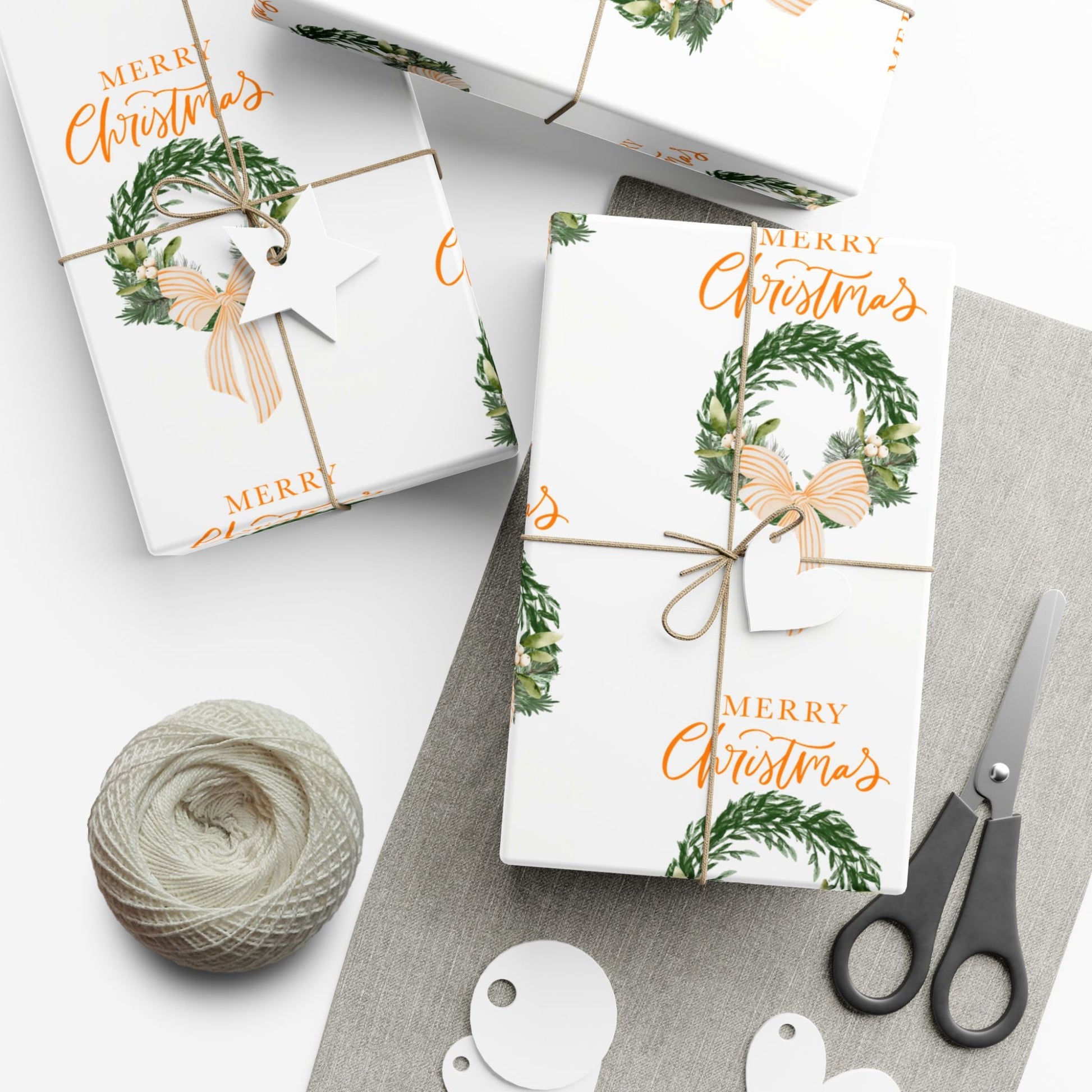 Tennessee Volunteers Christmas Gift Wrap, Elegant Wreath Design, Holiday Wrapping Sheets, Decorative Xmas Present Wrap, Printify